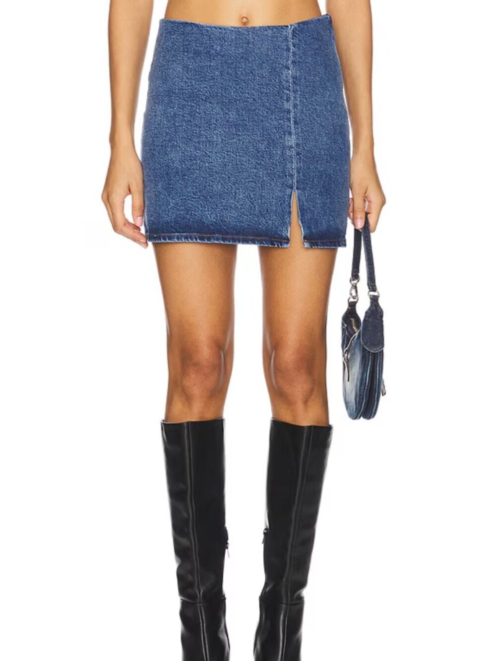 Good American Denim Mini Skirt Cotton Short Stretch Slit Blue NWT Plus Size 20